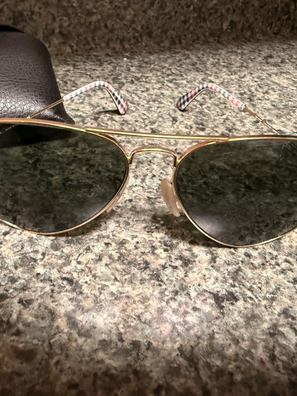 Ray Ban Gold Aviator Sunglasses with Dark Lenses - Women Accessories